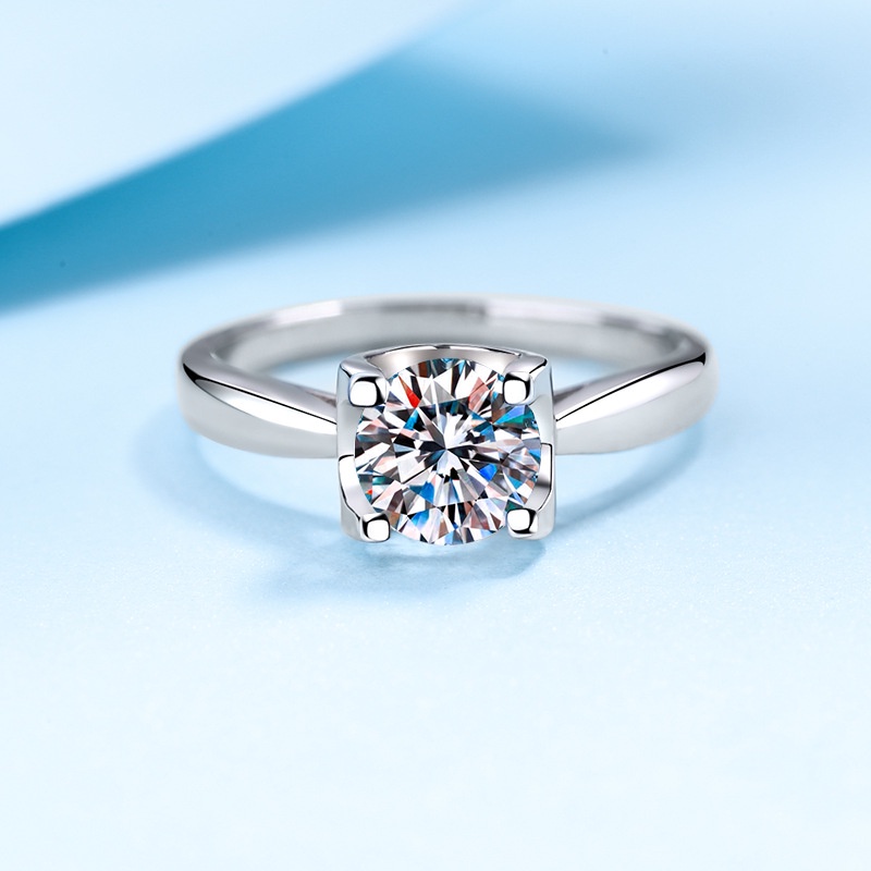 Cincin Warna Perak Kristal Besar Untuk Lady Perempuan Pesta Pernikahan Bersinar Mewah Jari Rings Perhiasan Hadiah