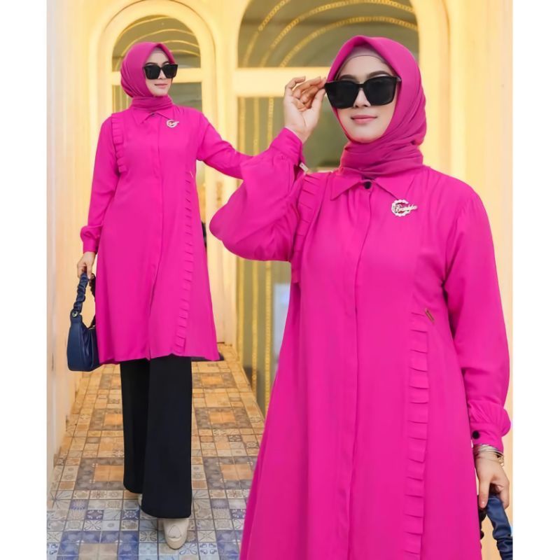 SETELAN WANITA MUSLIM TERBARU/RAYA SET KATUN SHAKILA PREMIUM/LONG TUNIK SET CELANA POLOS/FAR MOSLEMSTORE