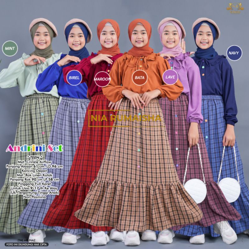 ANDRINI SET TEEN KIDS GAMIS MUSLIM ANAK BY NIA RUMAISHA ORI NAURA