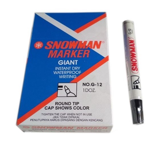 

Terlaris ✨ -(12pc) SPIDOL PERMANEN SNOWMAN MARKER G 12 / SEPIDOL PERMANENT AG 12 - AG 12, Hitam- 2.1.23