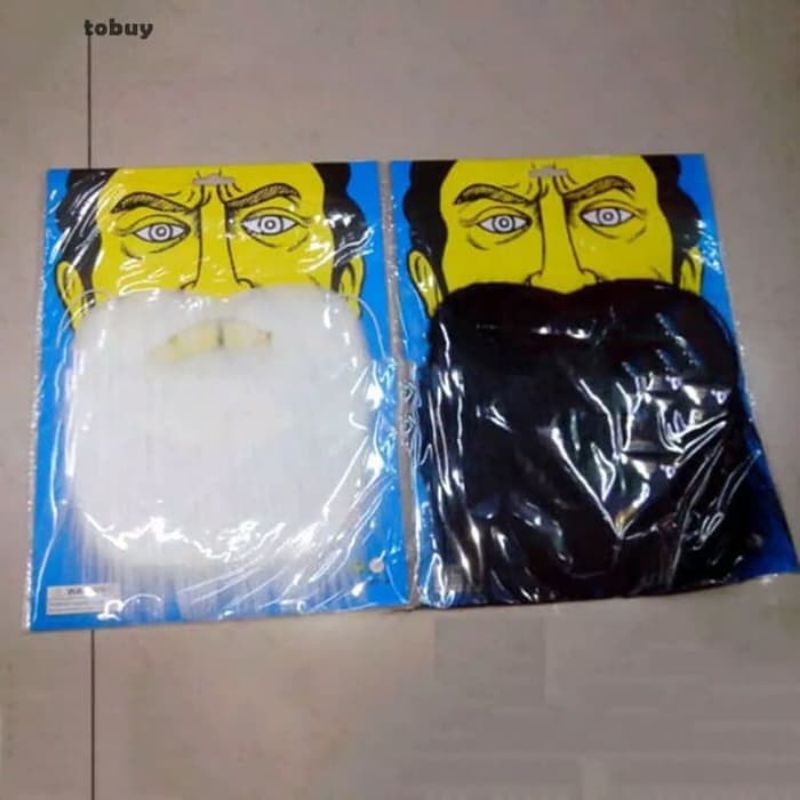 Brewok Kumis Jenggot Palsu Hitam atau Putih Pesta Halloween