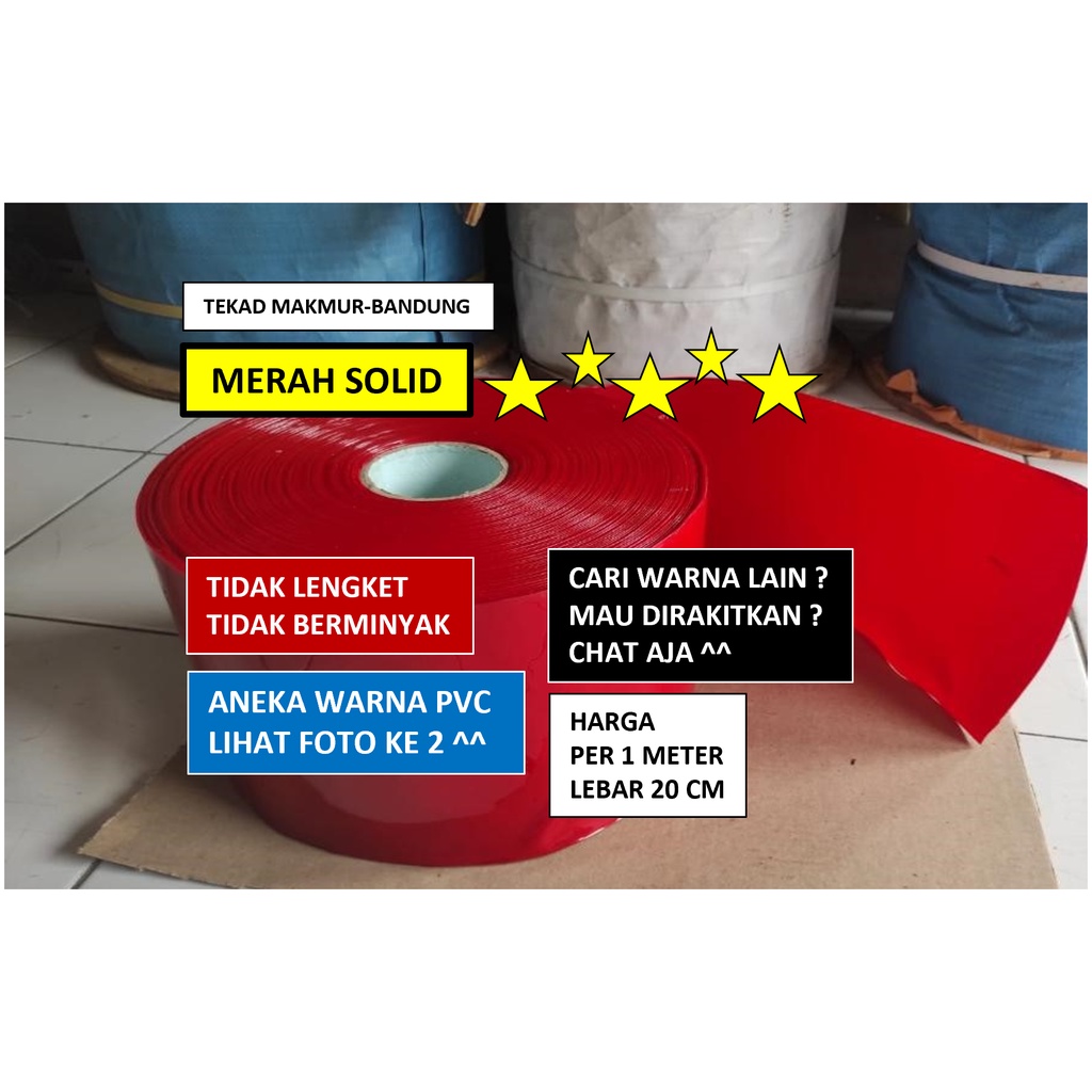 Tirai PVC Curtain Merah Solid 2mm x 20cm