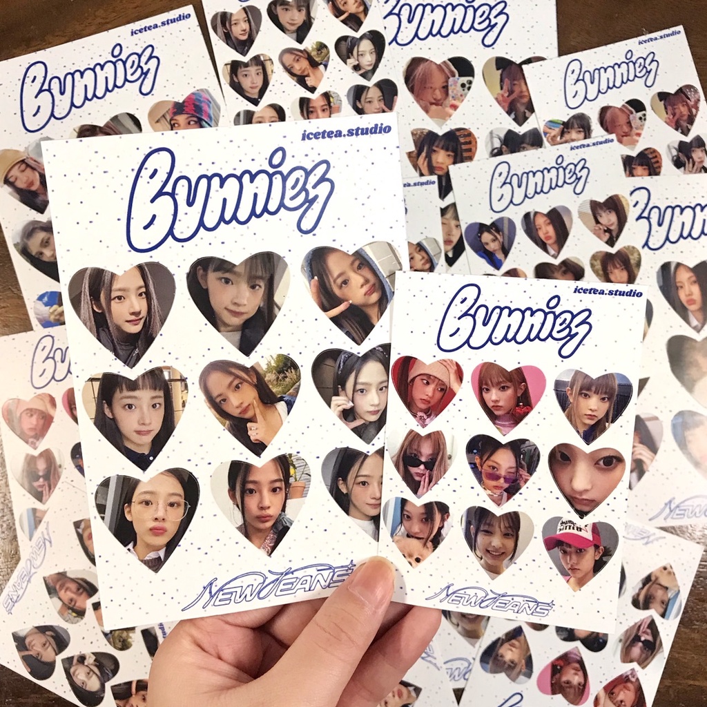 

[NEWJEANS BUNNIES STICKERS] BACA DESKRIPSI heart sticker selca korean inspired selkor cute deco kpop korea holo nct aespa red velvet itzy bts txt dream 127 wayv hanni minji danielle hyein haerin hologram twice kep1er blackpink omg photocard pc album