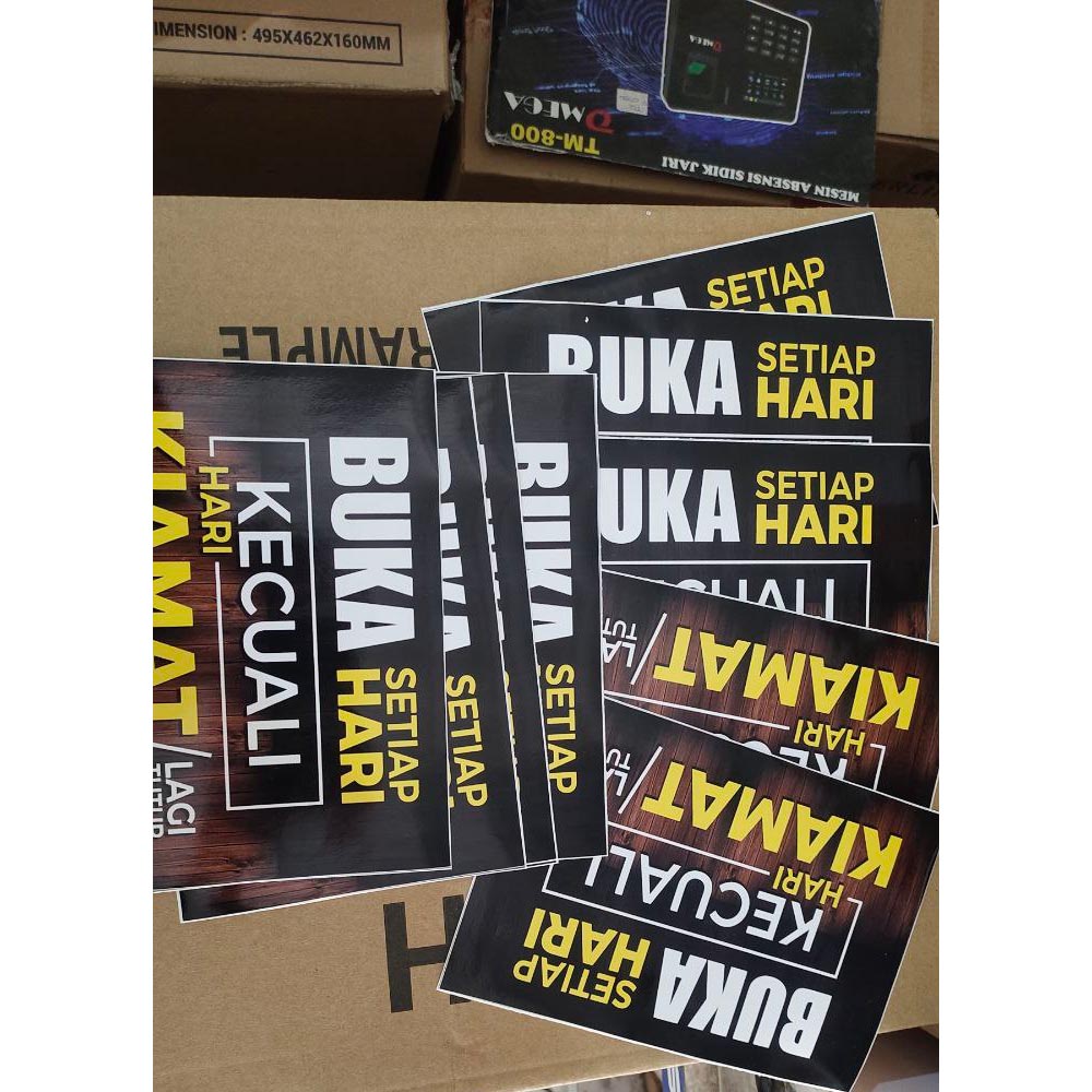 Jual Stiker Buka Tiap Hari Kecuali Kiamat Bahan Vinyl Anti Air 22x15cm M2 Shopee Indonesia 4800