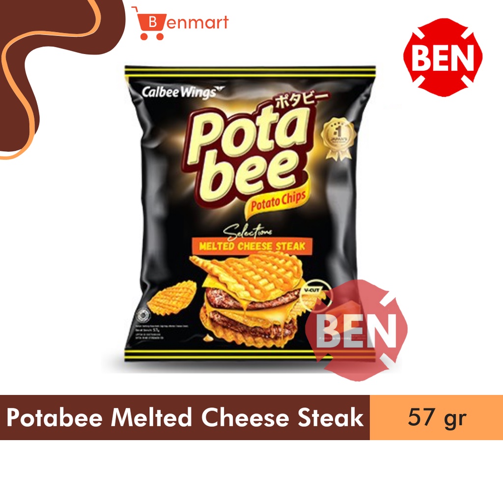 Potabee Melted Cheese Steak 57g 57gr 57 g gr Keripik Kentang Keju Besar