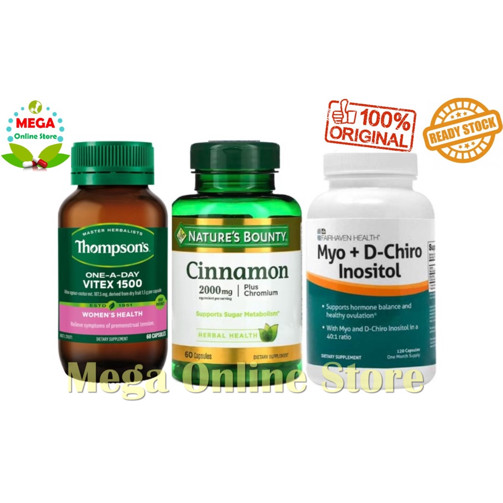 Paket PCOS Thompson Vitex 1500 + Cinnamon + Myo+D-Chiro Inositol