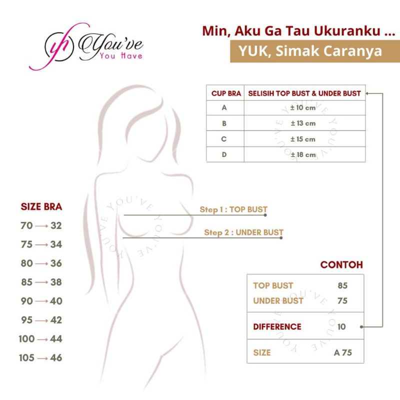 Bra YOU'VE 100086 | Bra Busa Brukat Tanpa Kawat | BH Murah Berkwalitas | Pakaian Dalam