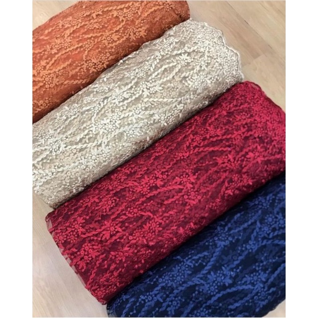 KAIN BROKAT TULLE TILE BORDIR NON MUTIARA SERAGAMAN BRIDEMAIDS LILAC PER SETENGAH METER (0,5m)