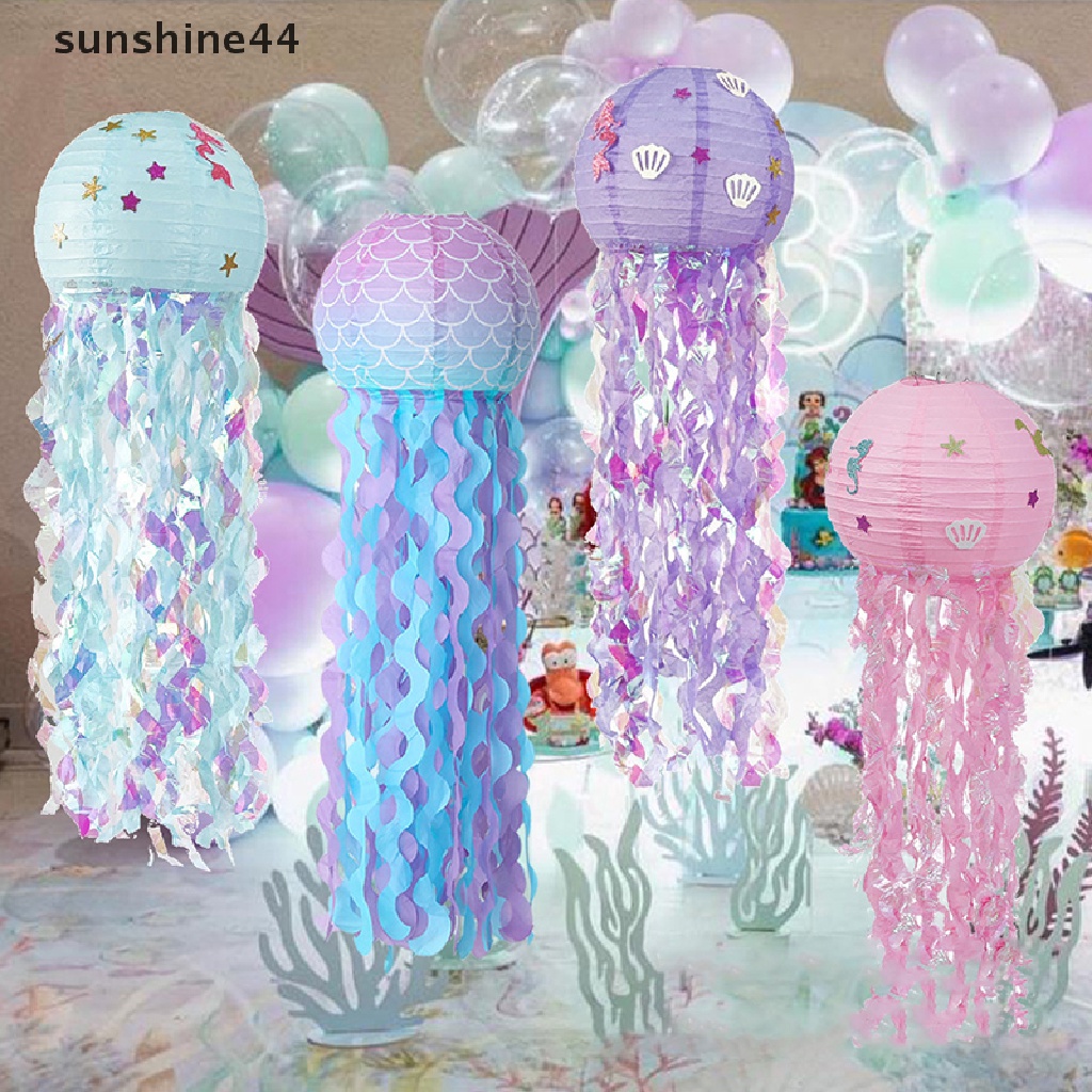 Sunshine Mermaid Dekorasi Pesta DIY Hanging Jellyfish Lantern Little Mermaid Sea Party.