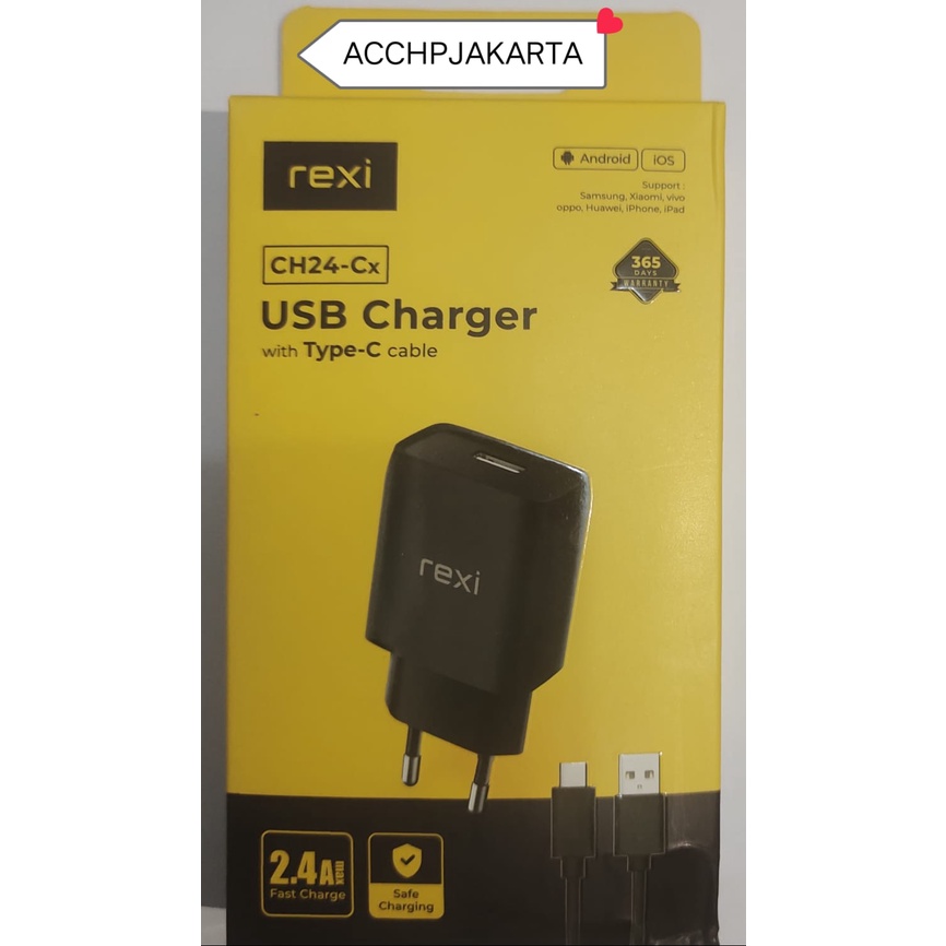 Charger Rexi BC24-MS Dual USB With Micro Usb Dan Charger Rexi CH24-CX With USB Type C 2.4A CHARGER