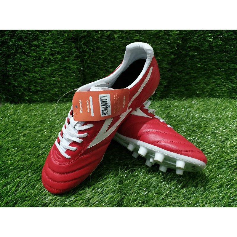 Sepatu Bola Sevspo Maestro Merah Red Leather Kulit Bonus Kaos Kaki