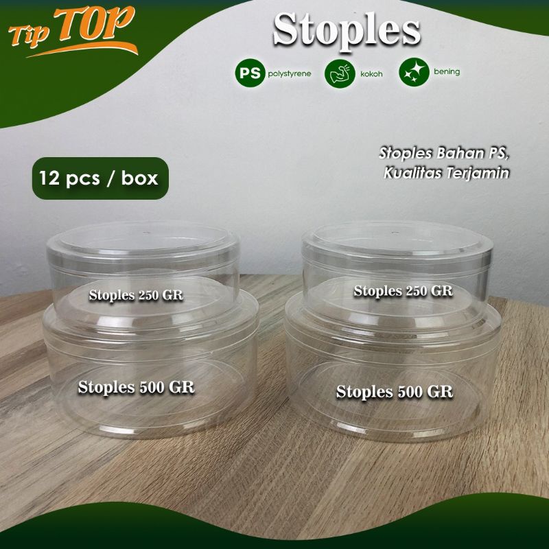 Stoples 250gr Isi 12pcs / Toples Nastar / Toples Kue Kering / Toples Mika Bulat 250gr 1 Lusin Ramah 