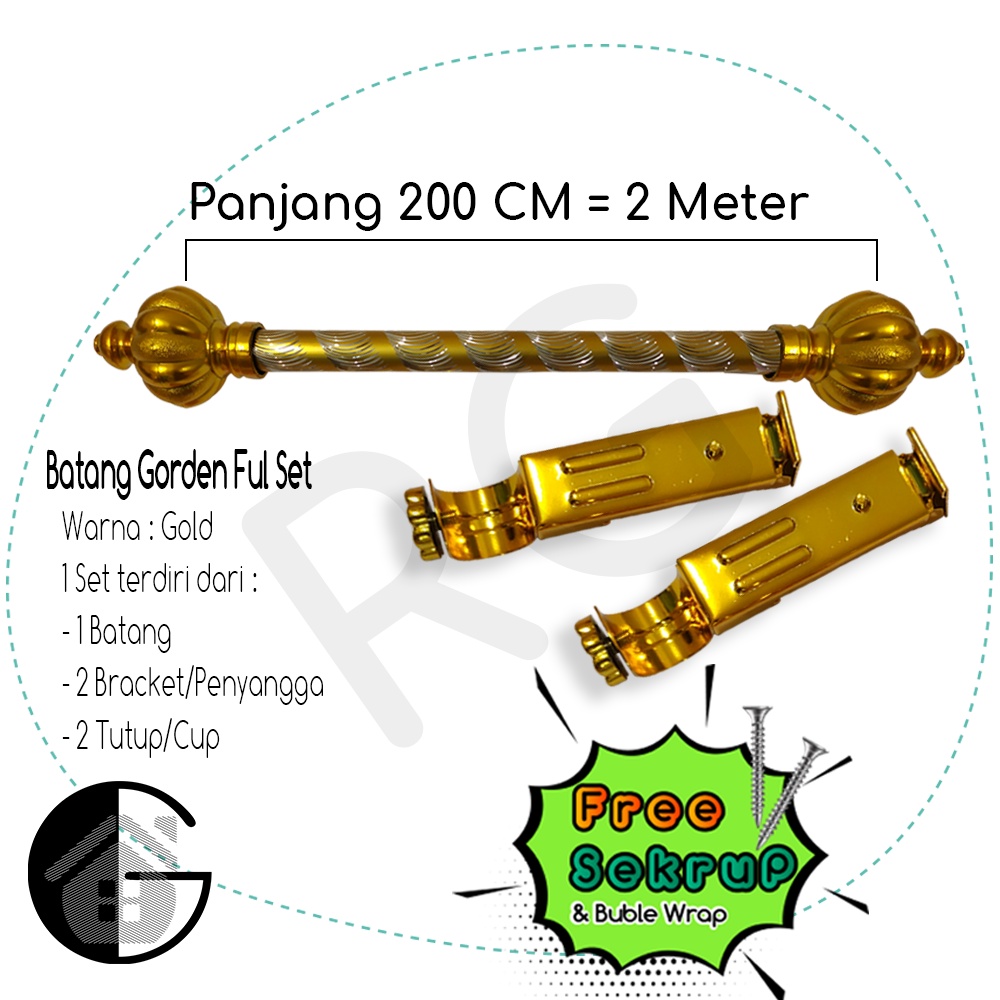 Batang Gorden Tongkat Gorden 50cm 75cm 100cm 125cm 150cm 200cm