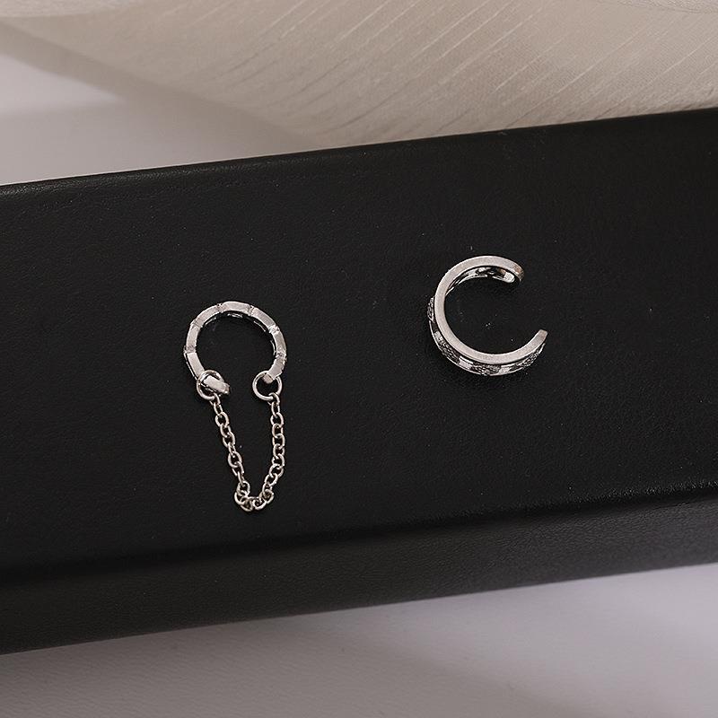 Set Anting Rantai Rumbai Warna Silver Gaya Korea