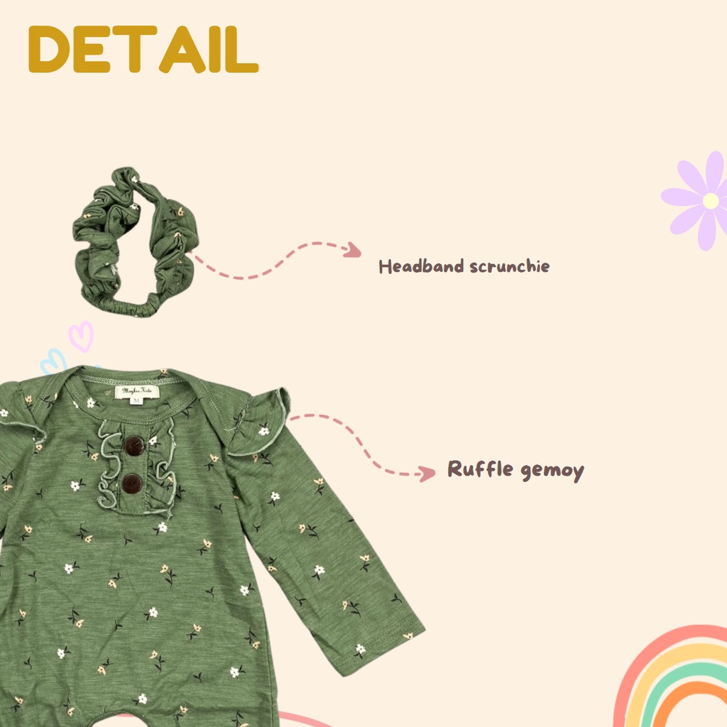 0-12BLN ROMPER BAYI MOI JUMPER JUMPER BABY SLEEPSUIT BAYI PEREMPUAN INCLUDE HEADBAND