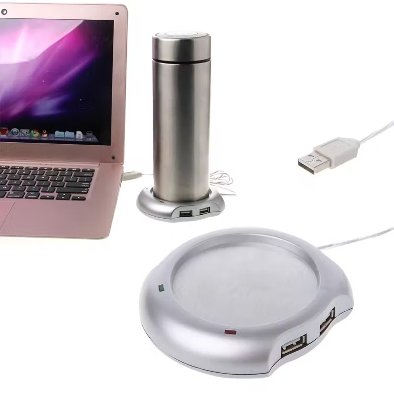 USB 2.0 Coffee Cup Warmer Pad with 4 USB Ports Hub