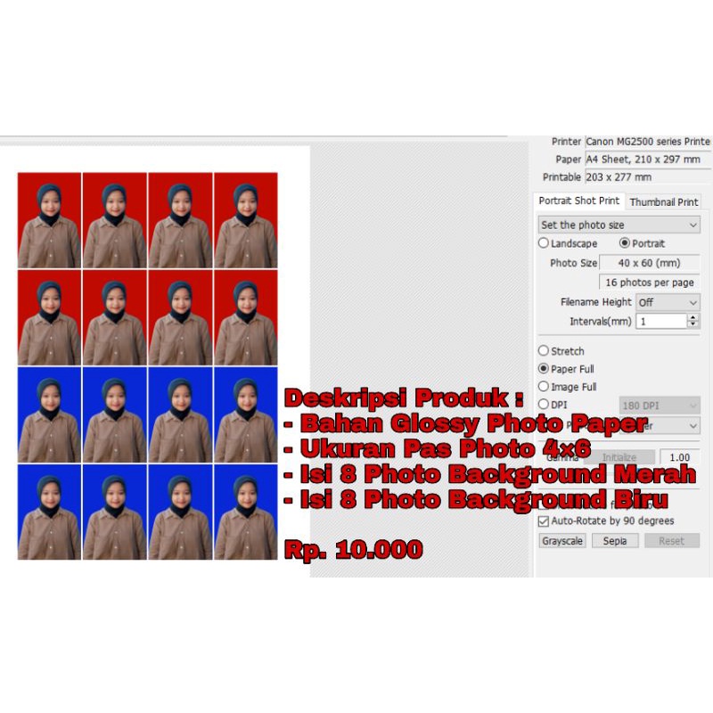 

CETAK PAS PHOTO (UKURAN 2×3 3×4 4×6) UNTUK KEPERLUAN LAMARAN KERJA SKCK KARTU KUNING DLL