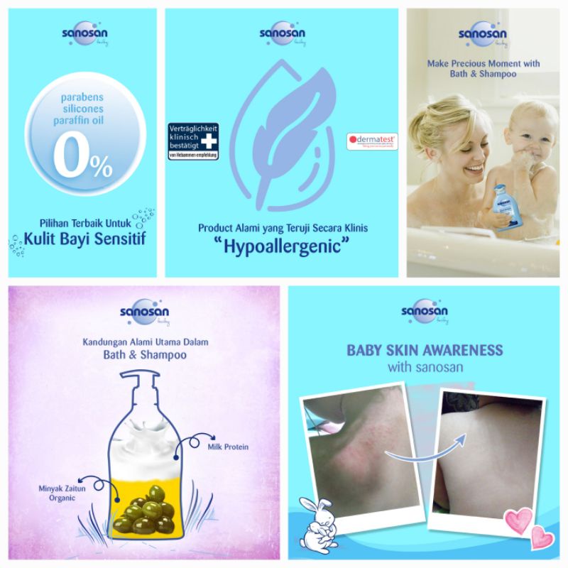 Sanosan Baby Bath &amp; Shampoo 200mL 500mL Sabun Mandi Bayi