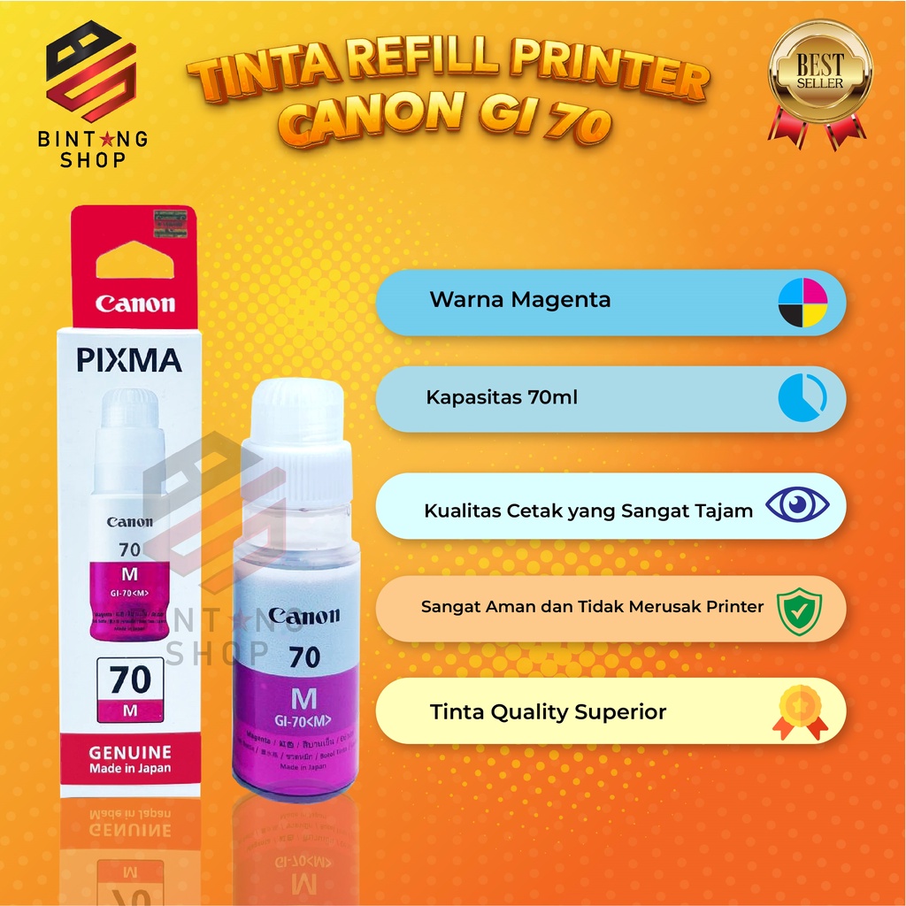 1 SET 4 PCS Tinta Canon Gi 70 Tipe Printer G6070 G7070 G5070 GM2070
