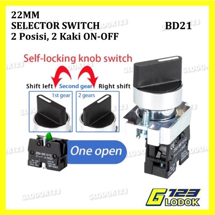 Selector Switch 22mm 2 3 posisi 1 2 NO NC 2 4 Kaki On Off On