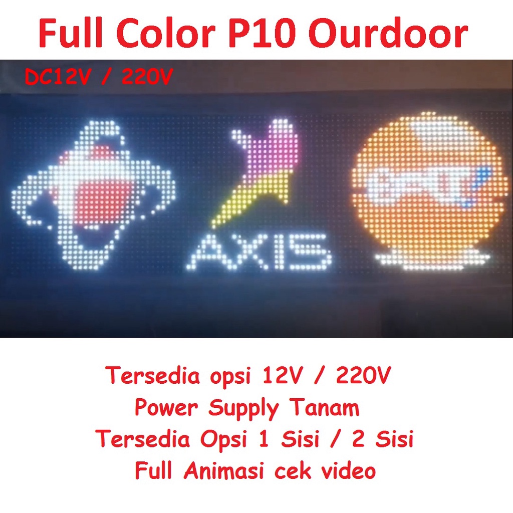 Running Led Text RGB Full Color P10 OUTDOOR size 16 32 48 64 96 128 160 192 224 12V 220V