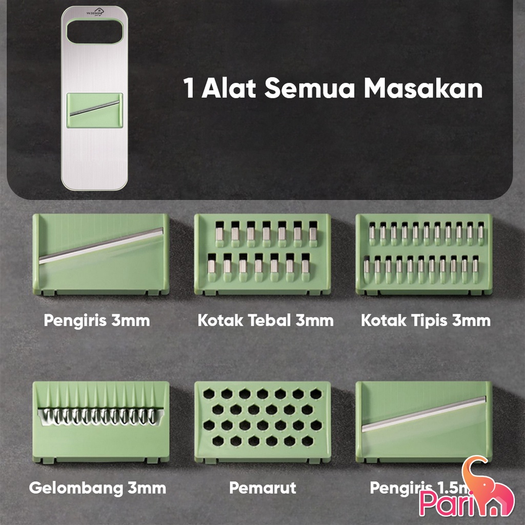 Parutan Sayur Dan Buah 7in1 Vegetable Cutter Premium Stainless Steel Multifungsi YK-123A01