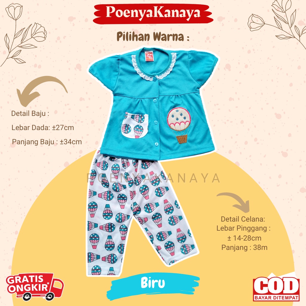 Setelan Baju Bayi Piyama Bayi Pendek Perempuan BALON UDARA Angela Kids Size 6-18 Bulan SPY58