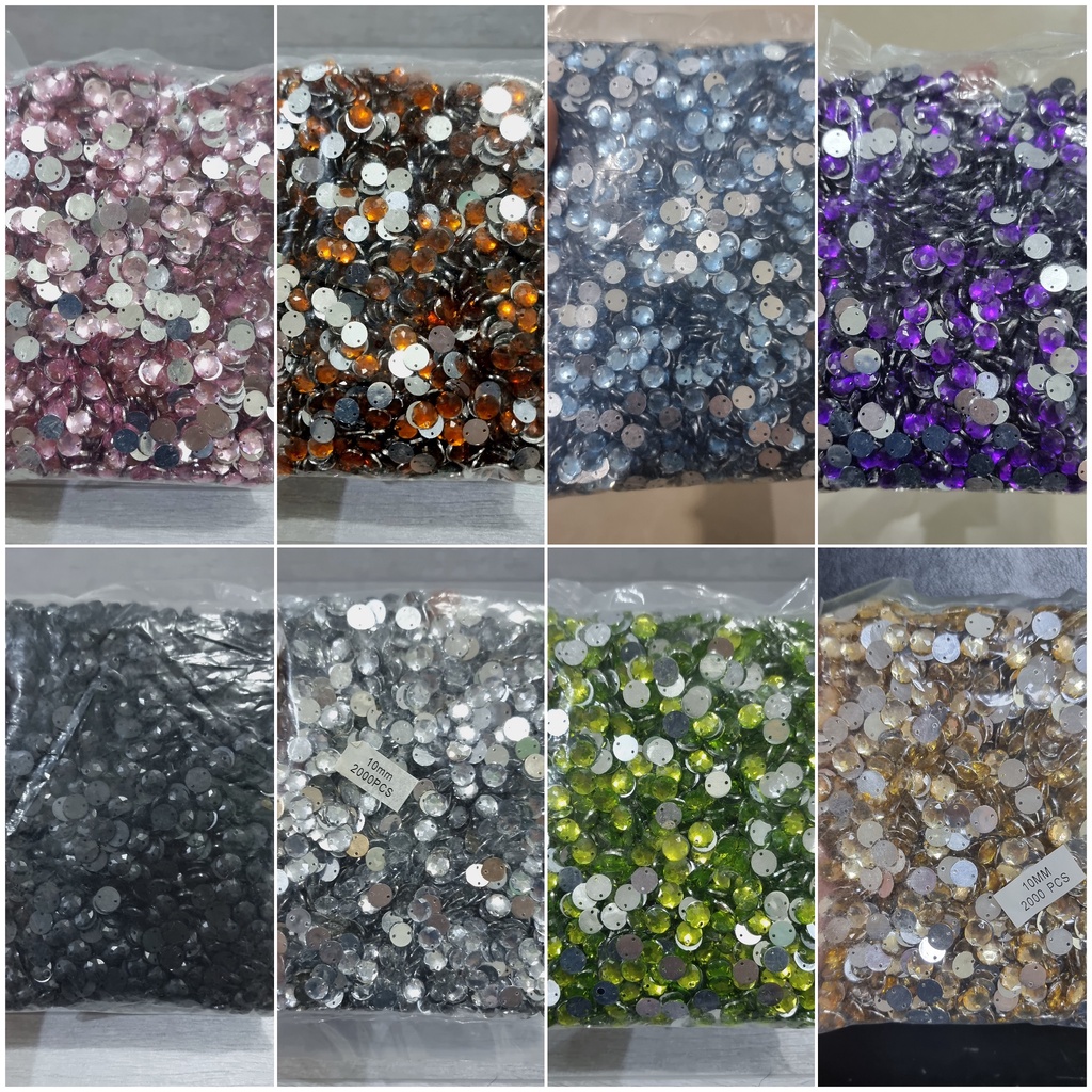 Payet Diamond Kristal Sequin Bulat 10 mm Grade A @2000 pcs