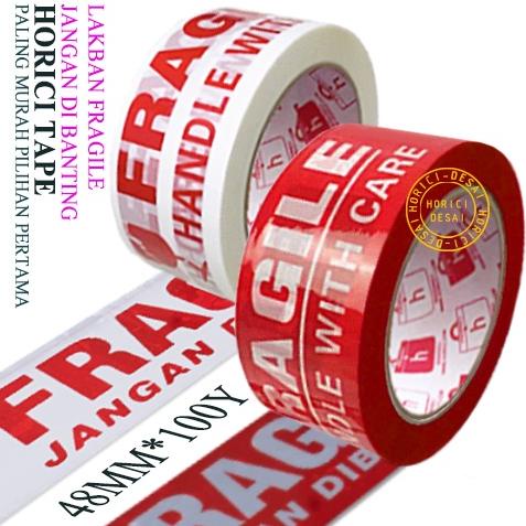 

☻☻► HORICI TAPE 48MMx100Y lakban Fragile Jangan di banting Isolasi Mudah Pecah Belah Aneka varian termurah satuan