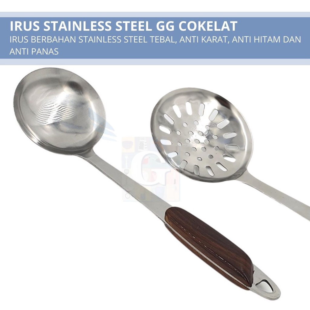 Sendok Sup / Centong / Irus Stainless Steel Gg Cokelat Tebal