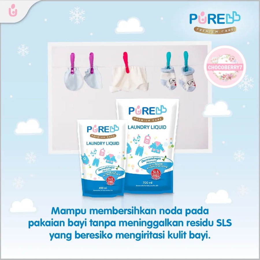 Pure Baby LAUNDRY Detergent BELI 2 GRATIS 1 Refill 450ml isi 3pcs Deterjen Baju Bayi Anak