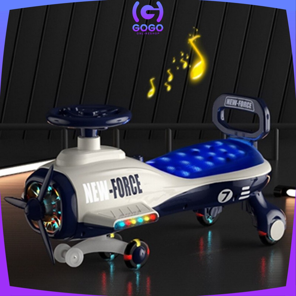 GOGO-M303 Mainan Mobil Mobilan Dorong Aircraft Ride On Swing Car LED Musik / Maenan Mobil Dorong Pesawat Skuter Duduk Anak