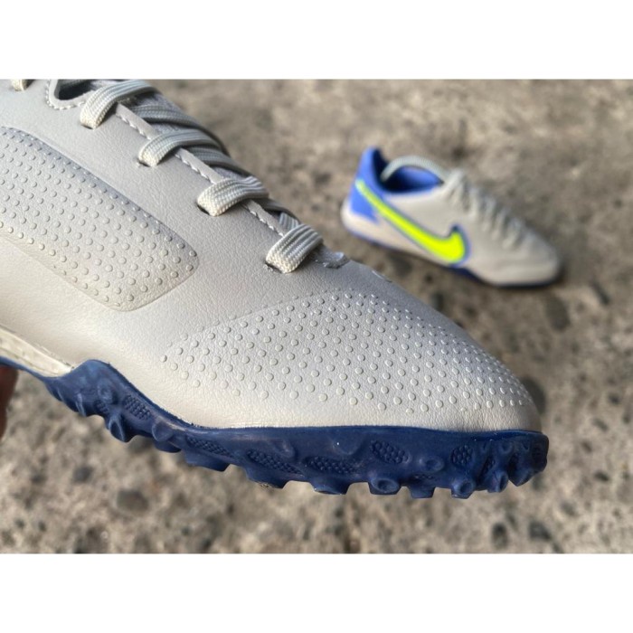 SEPATU FUTSAL NIKE TIEMPO LEGEND 9 PRO TURF GREY FOG VOLT SHAPPIRE