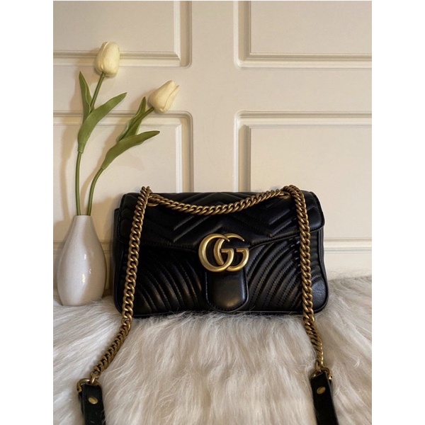 Authentic preloved Gucci Marmont Flap bag in Black