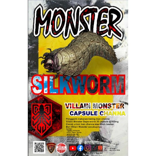 VILLAIN MONSTER SILKWORM kapsul ulat sutra pakan ikan channa