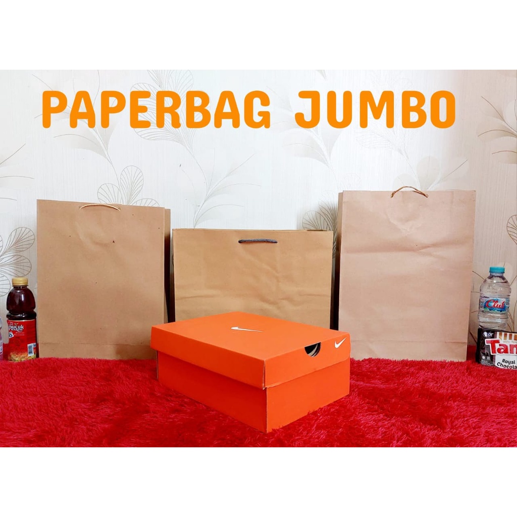 

paper bag JUMBO polos coklat / paperbag SUPER JUMBO / tas kertas LANDSCAPE polos coklat