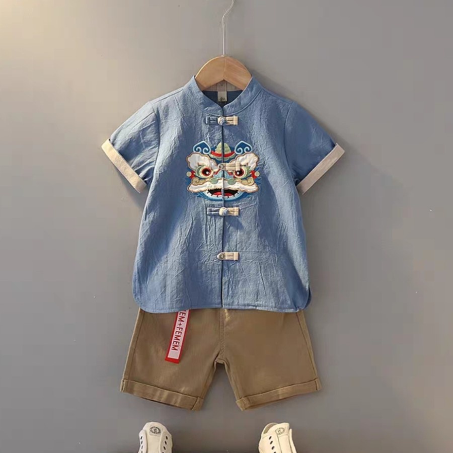 Cheongsam Boy Set Tiger Baju Imlek anak laki Chinese New Year Set