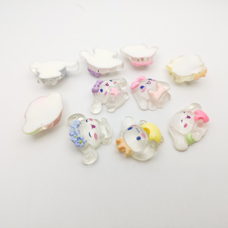 ( 5 PCS) RESIN CINNAMOROL BENING BLING BLING / RESIIN SANRIO CINNAMOROLL TRANSPARANT GLITER