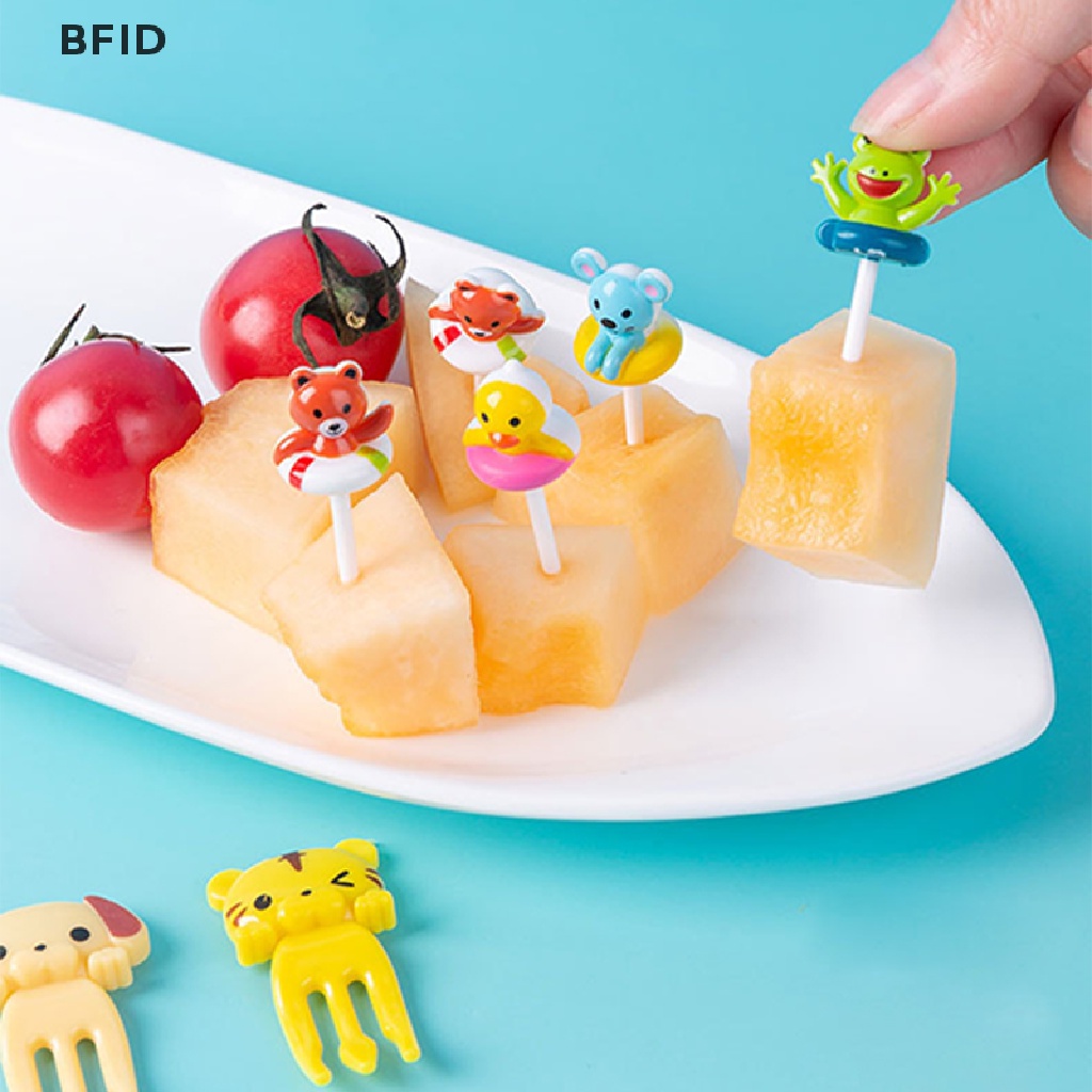 [BFID] 6per8/10pcs Mini Kartun Food Pick Kid Food Garpu Buah Bento Box Decor Reusable [ID]