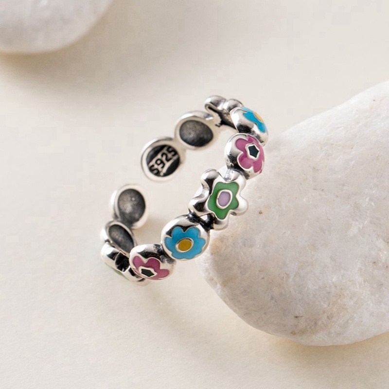 925 Sterling Perak Flolwer Cincin Untuk Wanita Fashion Kreatif Berongga Tidak Teratur Geometris Pesta Ulang Tahun Perhiasan Hadiah