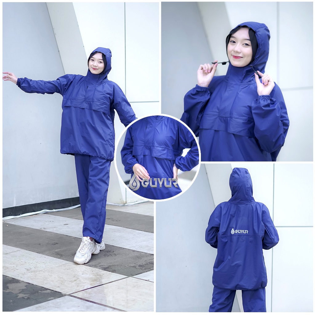 Jas Hujan Kangguru Anti Bocor Jas Hujan Tebal Saku Kangguru Pria Wanita Dewasa Anti Air Anti Rembes Bahan Taslan Import Premium