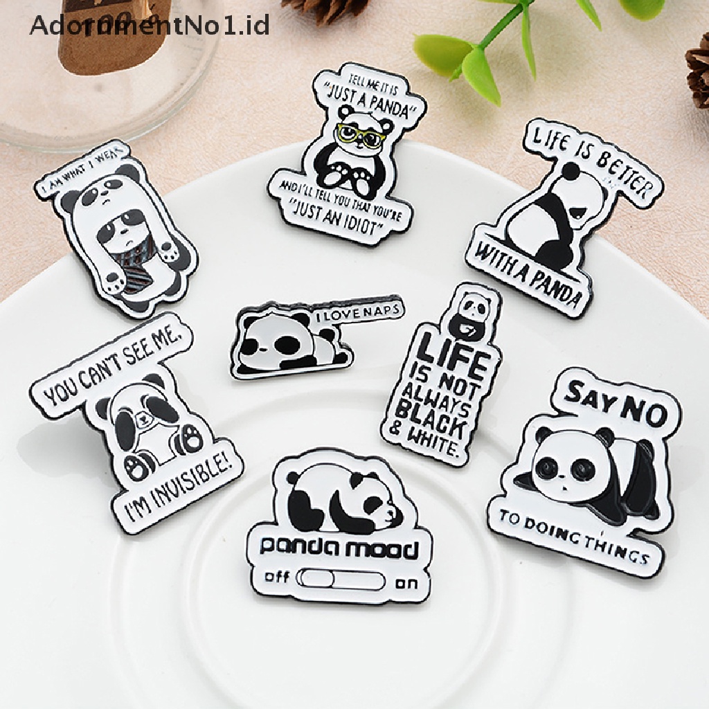 [AdornmentNo1] Kartun Lucu Malas Raksasa Panda Bros Lencana Enamel Ransel Lapel Enamel Pin Hadiah [ID]