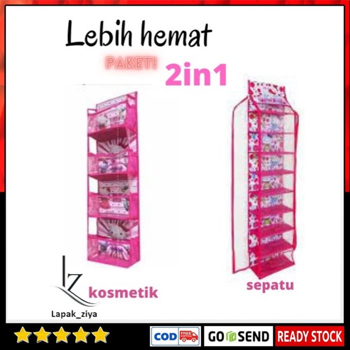 RAK SET GANTUNG 2IN1 SEPATU+KOSMETIK