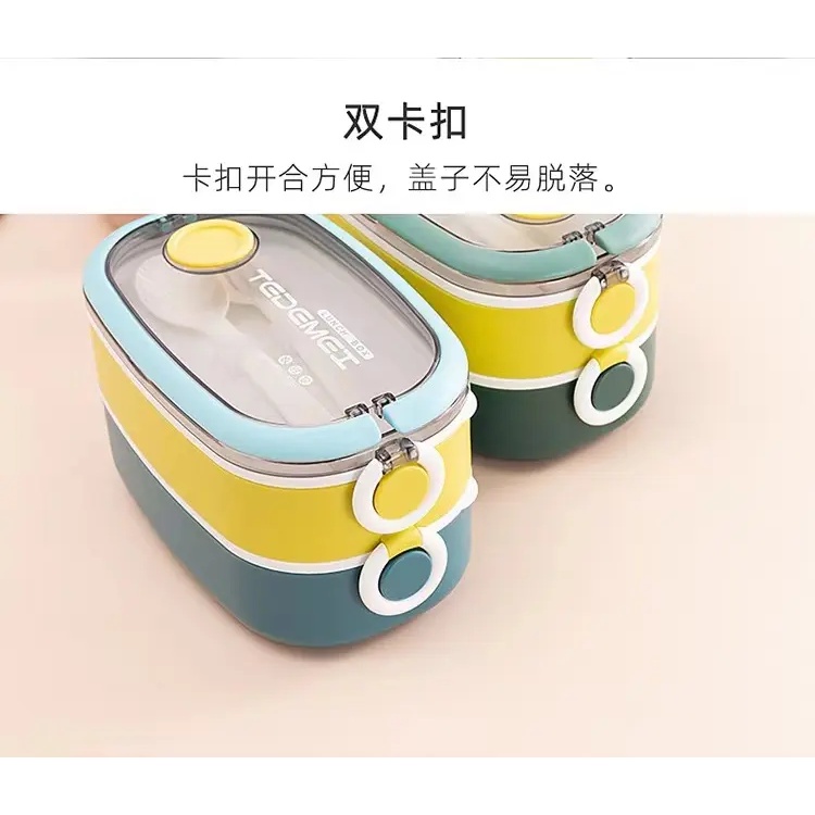 TOKO21GROSIR -- KOTAK MAKAN TERBARU TWOLAYER LUNCHBOX TEDEMEI 1600 ML KODE 8530