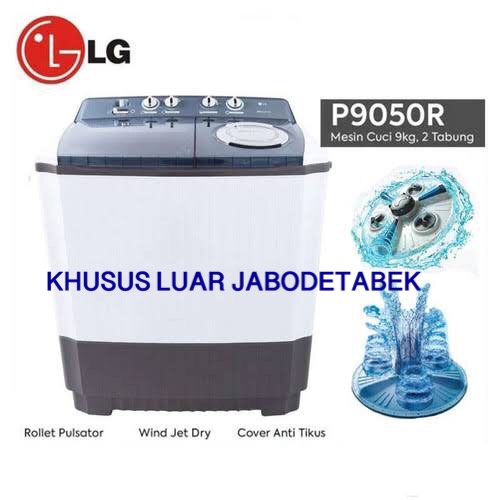MESIN CUCI LG 2 TABUNG 9KG P 9050 R KHUSUS LUAR JABODETABEK