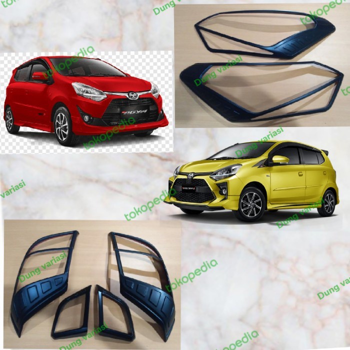 paket garnish lampu depan belakang Agya Ayla 2017-2021 hitam dop
