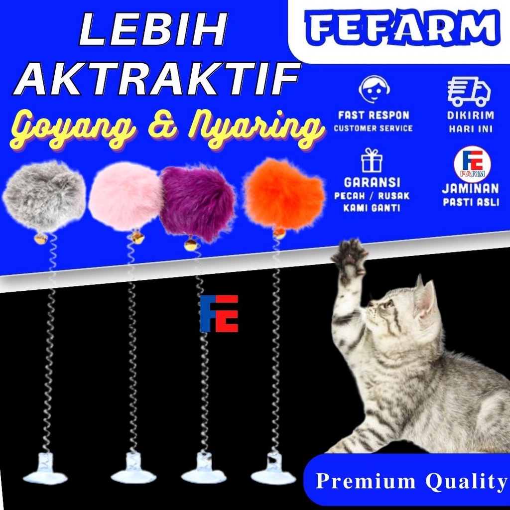 Mainan Penggoda Kucing Bola Mainan Kucing  Tongkat Kucing Mewah Interaktif dengan Lonceng Aksesori Hewan FEFARM Peliharaan Baru