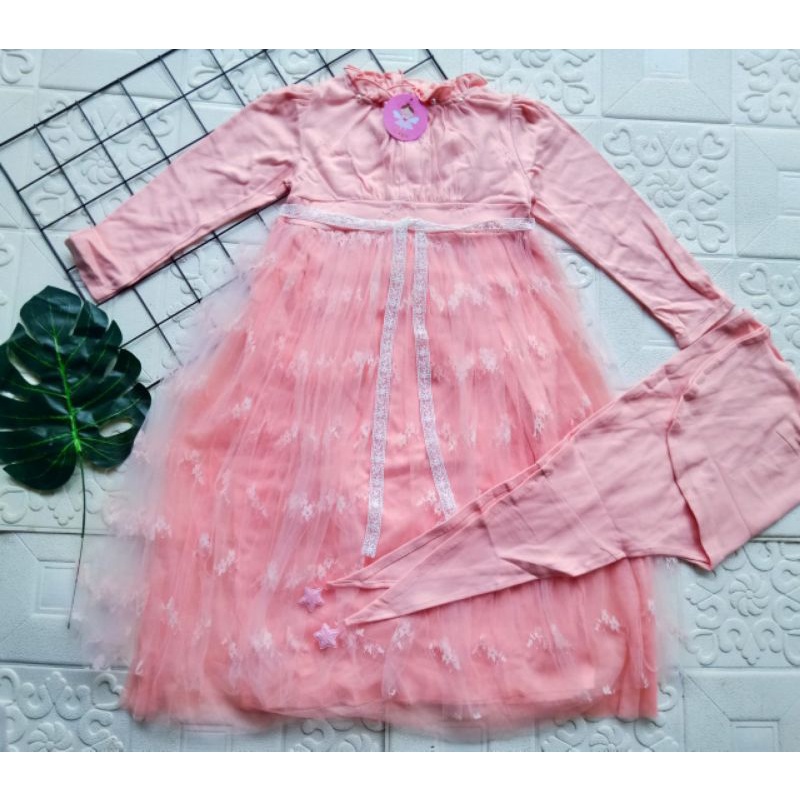 [2-4T] GAMIS ANAK TUTU TILE PESTA PRINCESS PREMIUM SET HIJAB PASHMINA INSTAN 2-4 TAHUN MI ANGEL / GAMIS HARI RAYA LEBARAN MI ANGEL PRINCESS MUTIARA SET PASHTAN PASHMINA INSTAN