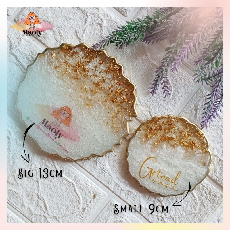 13cm BIG FLOWER Series Coaster Round Aestethic Tatakan Bulat Set Tutup Gelas Resin Custom Display Isian Mahar Properti Foto Sovenir Kado Hadiah Art Hampers Mini