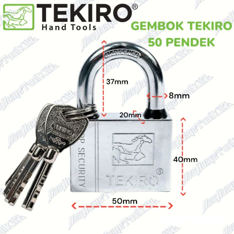 TEKIRO Gembok Kotak 50mm Leher Pendek Padlock Kuat PDK Anti Rust Maling ORI